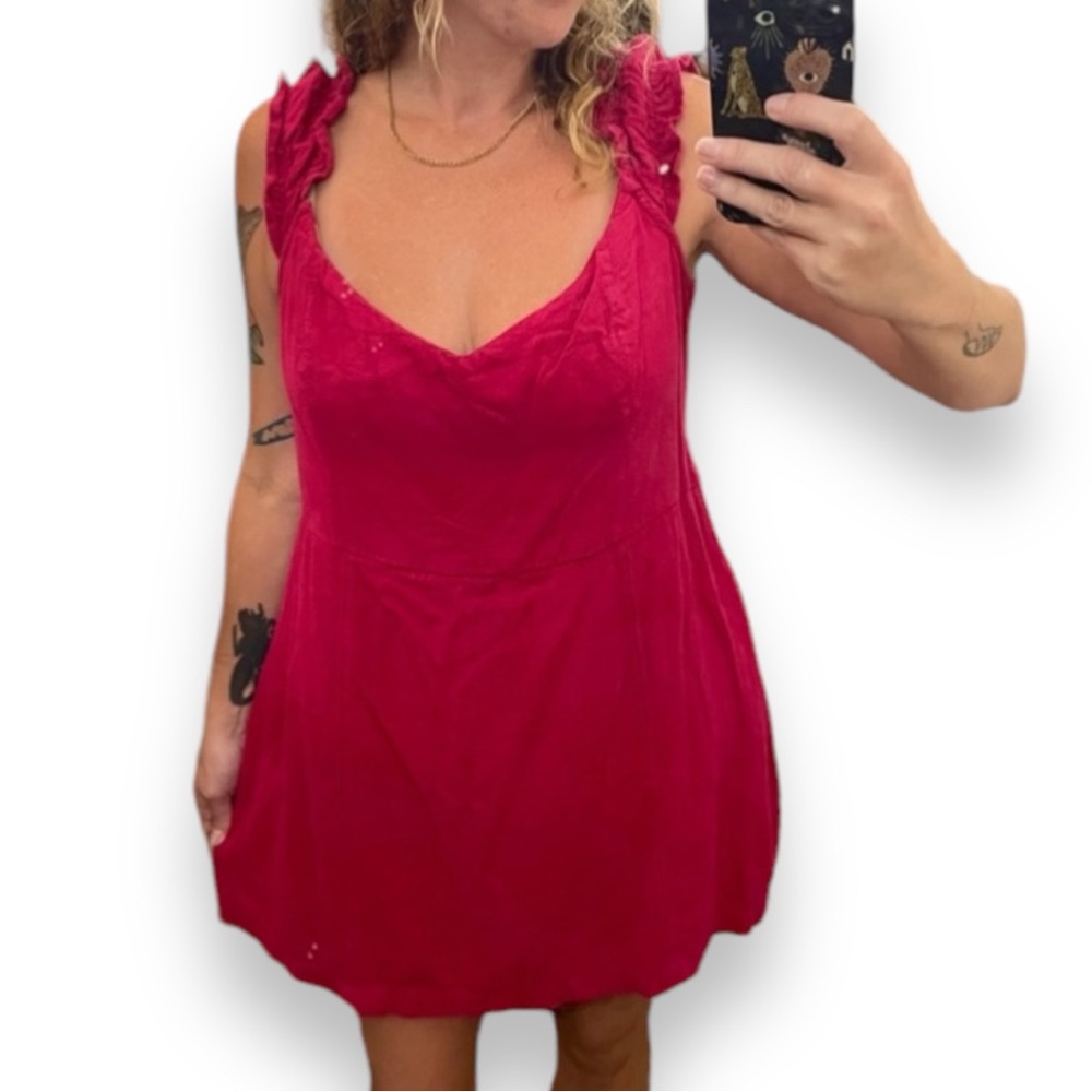 A&F Hot Pink Linen Short Mini Flowy Dress Size XL PETITE